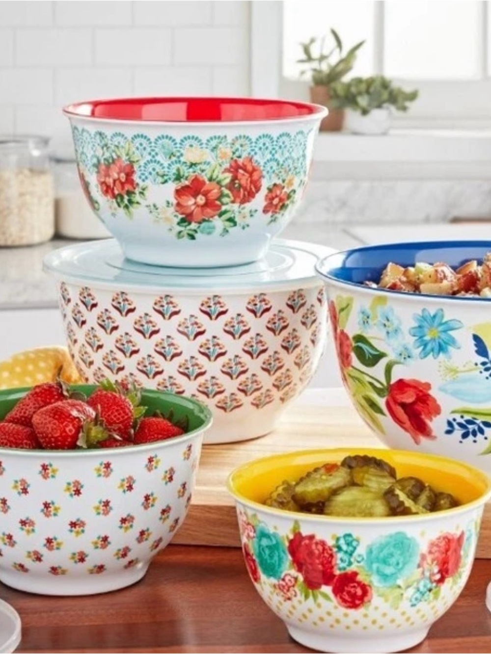 Pioneer Woman Spring Bouquet Melamine Mixing Bowls Set